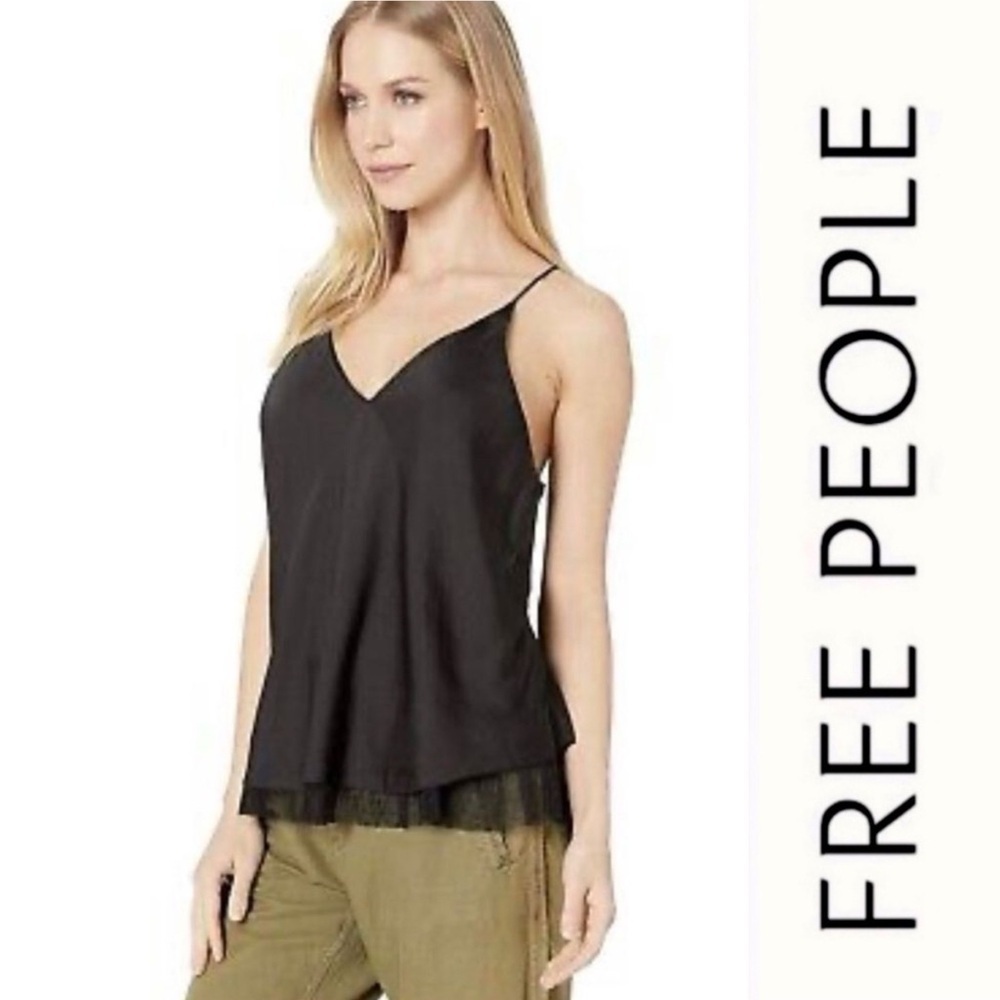 Free People Intimately "One I Love" Black Tiered Camisole, Size XS,‎ MSRP $68